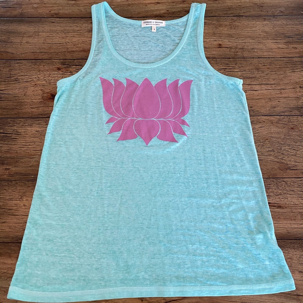 Threads 4 Thought Aqua Lotus Flower Tank Top